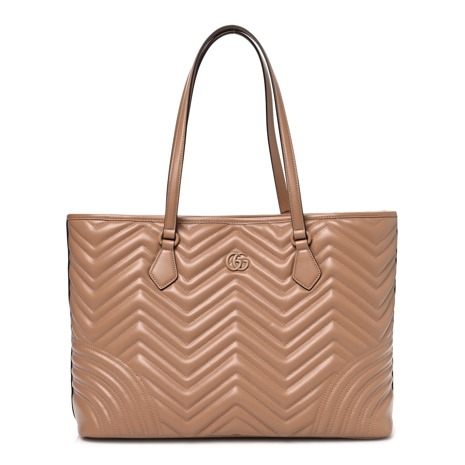 Calfskin Matelasse Monochrome GG Marmont Large Tote Camelia