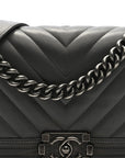 Lambskin Chevron Quilted Medium Boy Flap Grey