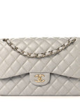 Caviar Quilted Jumbo Double Flap Grey