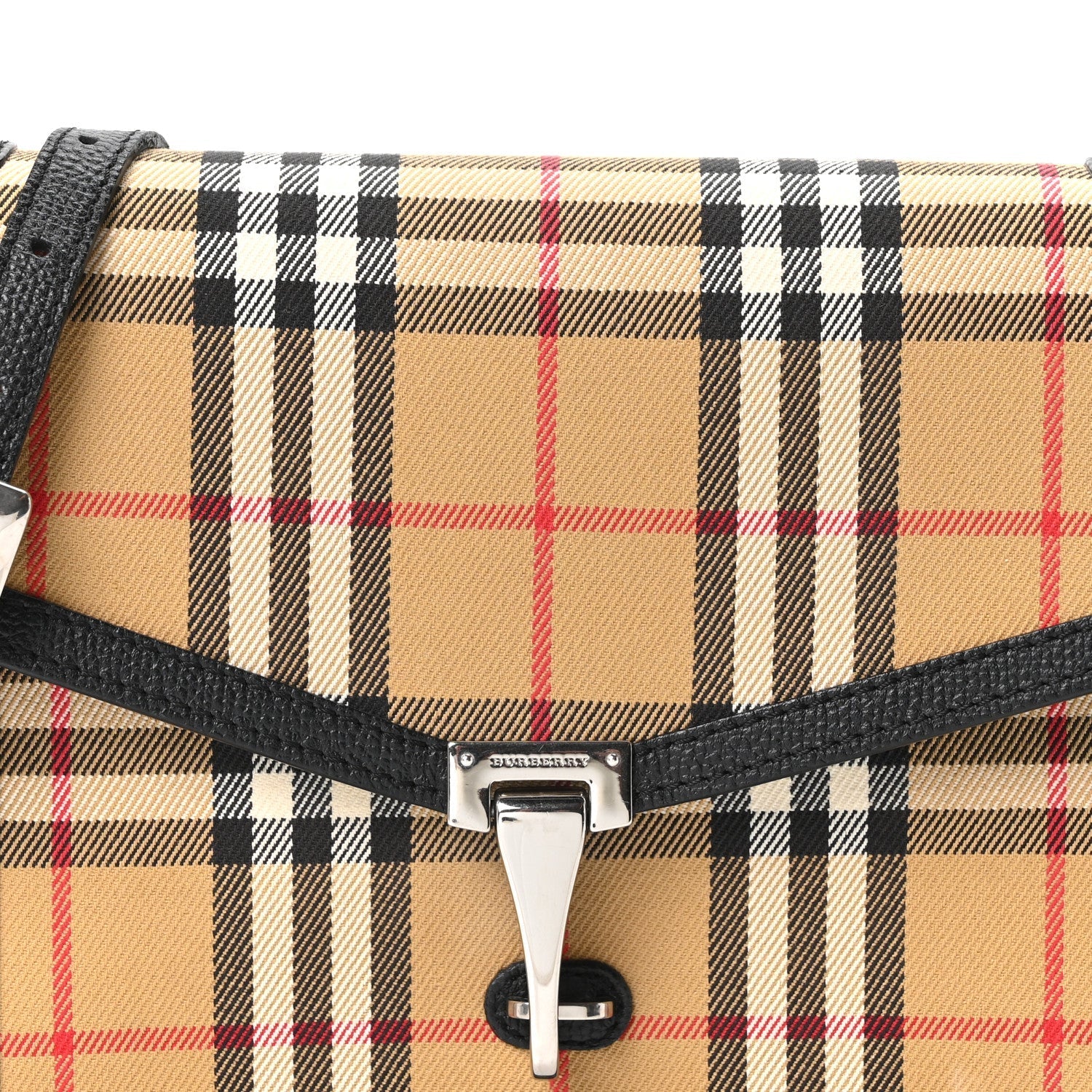 Grainy Calfskin Vintage Check Small Macken Crossbody Bag Black
