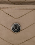 Crinkled Calfskin Matelasse Monogram Medium Niki Chain Satchel Gold Sand