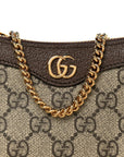 GG Supreme Monogram Textured Dollar Calfskin Mini Ophidia Chain Bag Beige Ebony