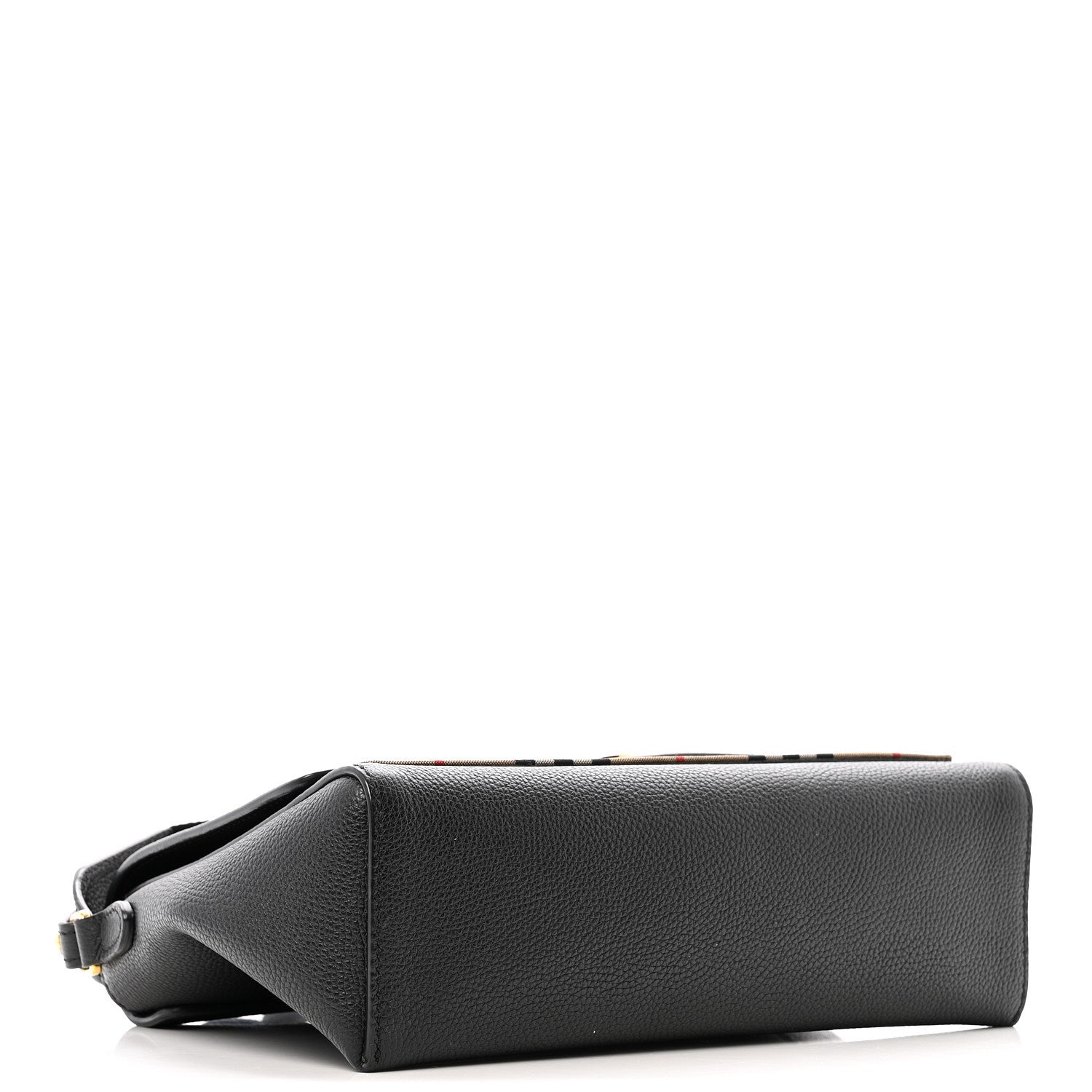 Coated Canvas Calfskin Vintage Check Medium Note Crossbody Bag Black