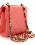 Lambskin Quilted Mini Trendy CC Clutch With Chain Coral Pink