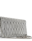 Metallic Nappa Matelasse Chain Crossbody Silver