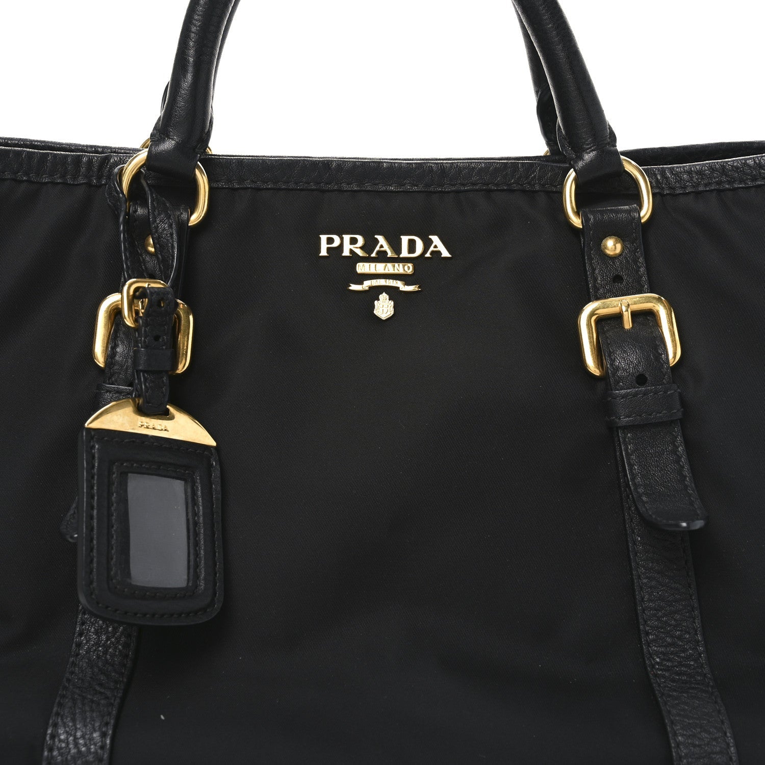 Tessuto Nylon Soft Calf Small Tote Black