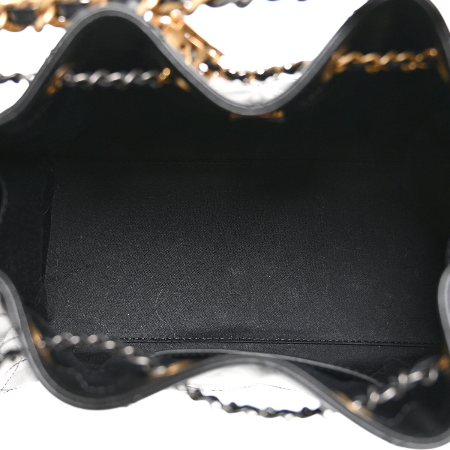 Shiny Crumpled Calfskin Quilted Small CHNL 25 Handbag Black