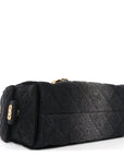 Washed Denim Quilted Mini CHNL 25 Handbag Black
