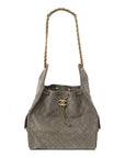 Suede Quilted Medium CHNL 25 Handbag Dark Grey