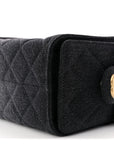 Washed Denim Quilted Mini CHNL 25 Handbag Black