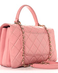 Lambskin Quilted Medium Trendy CC Flap Dual Handle Bag Pink