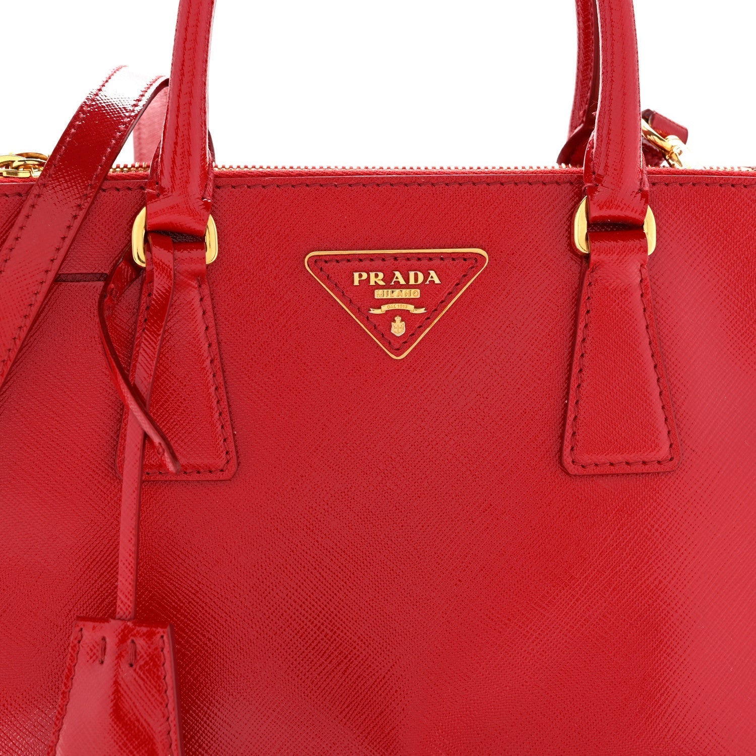 Saffiano Vernice Galleria Double Zip Tote Rosso