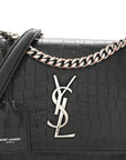 Calfskin Crocodile Embossed Medium Monogram Sunset Black