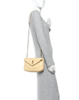 Lambskin Quilted Toy Loulou Puffer Monogram Chain Satchel Jaune Pale