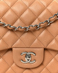Caviar Quilted Jumbo Double Flap Dark Beige