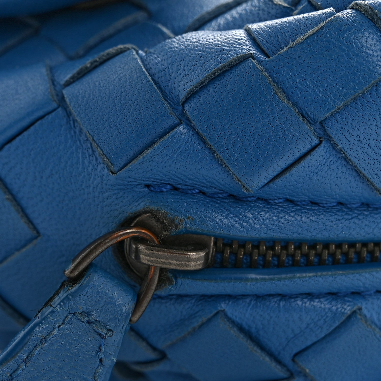 Nappa Intrecciato Small Chain Crossbody Blue