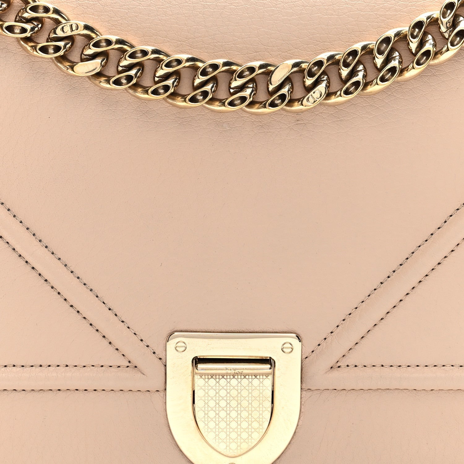 Grained Calfskin Medium D1ORama Flap Bag Nude