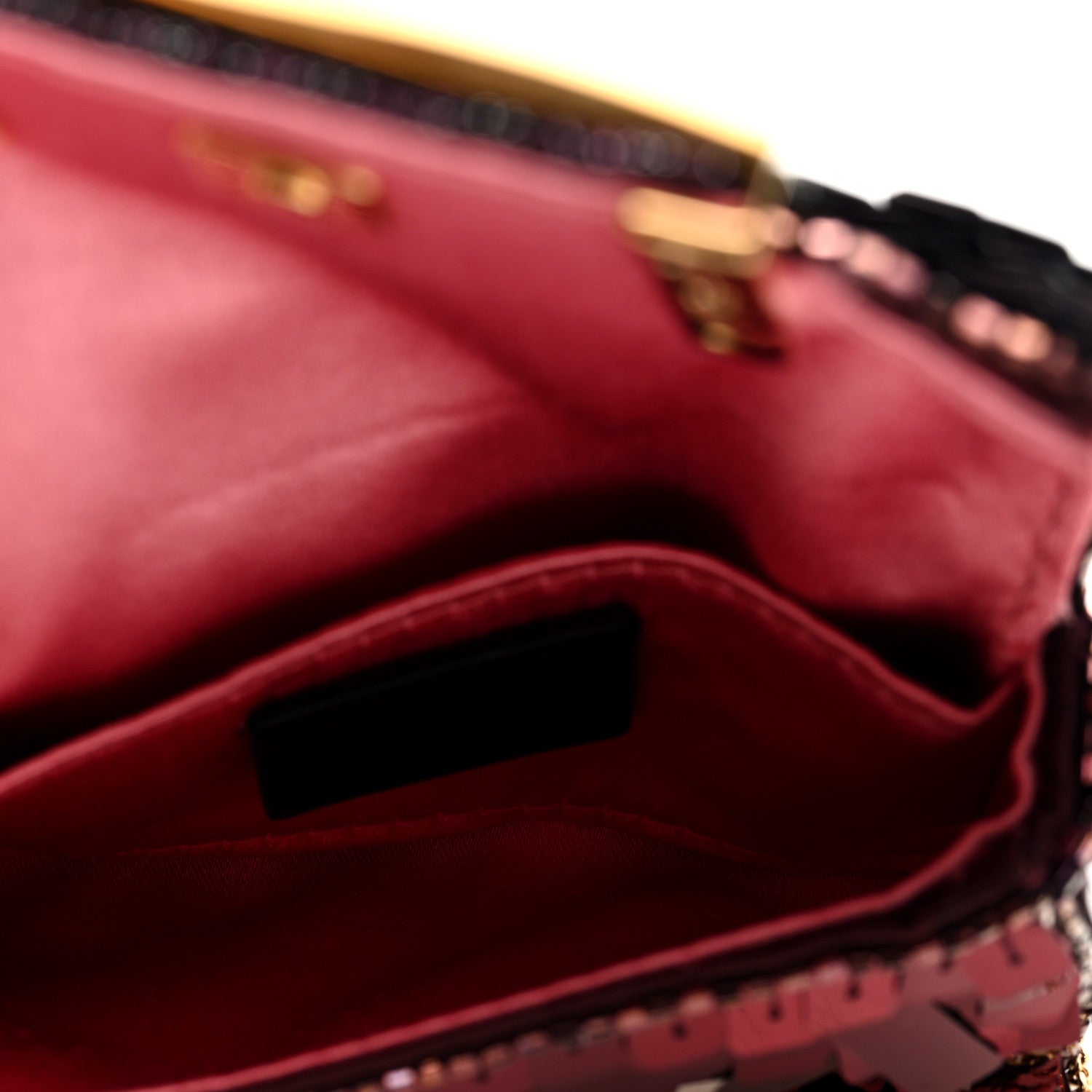 Sequin Paillettes Shiny Nappa Sex and the City Nano Maxi Buckle Baguette Charm Granata