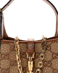 New Canvas Charisma Calfskin Crystal GG Monogram Mini Jackie 1961 Hobo Camel Ebony