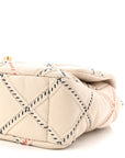 Lambskin Mixed Fibers Quilted Medium CHNL 19 Flap Beige