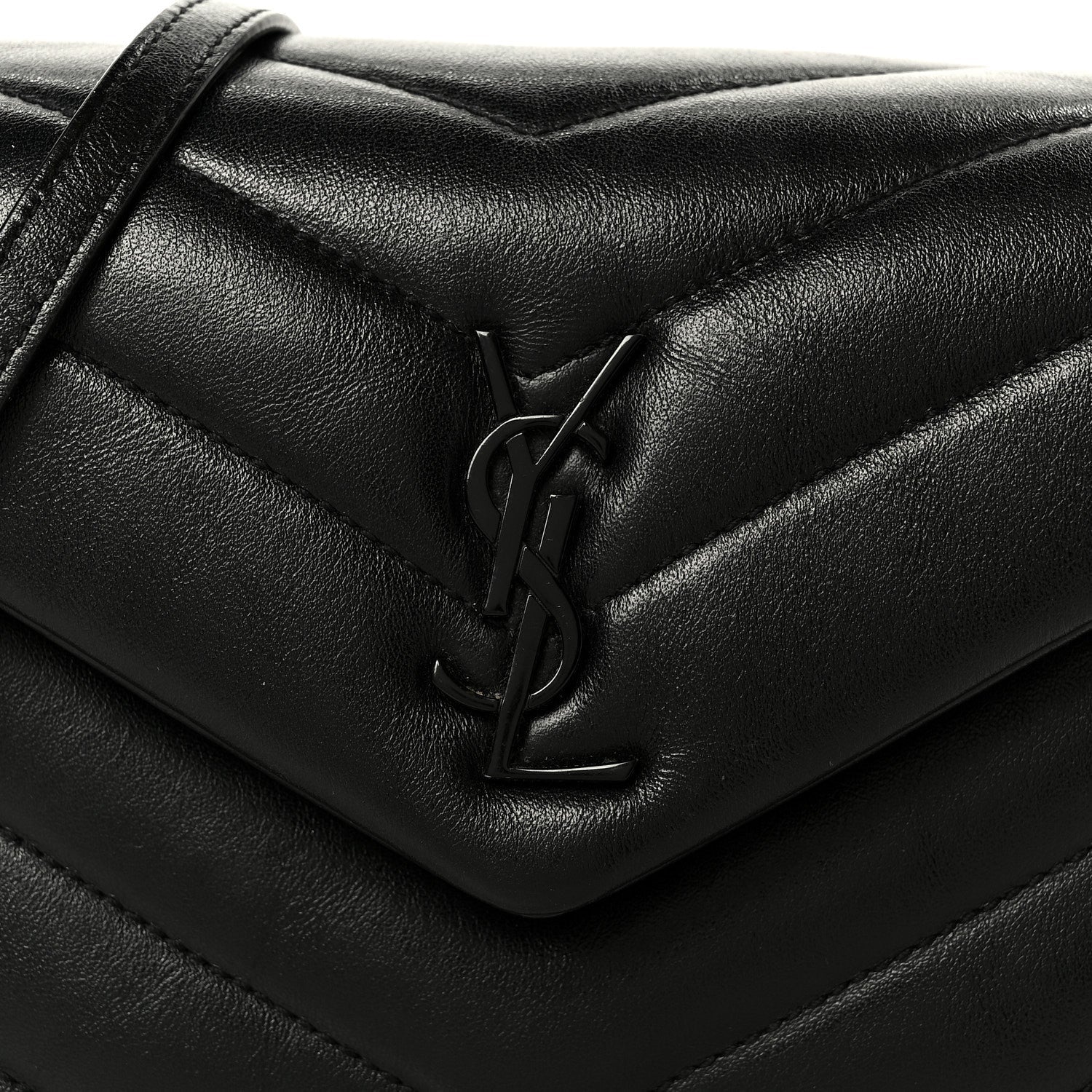 Calfskin Y Quilted Monogram Monochrome Toy Loulou Crossbody Bag Black