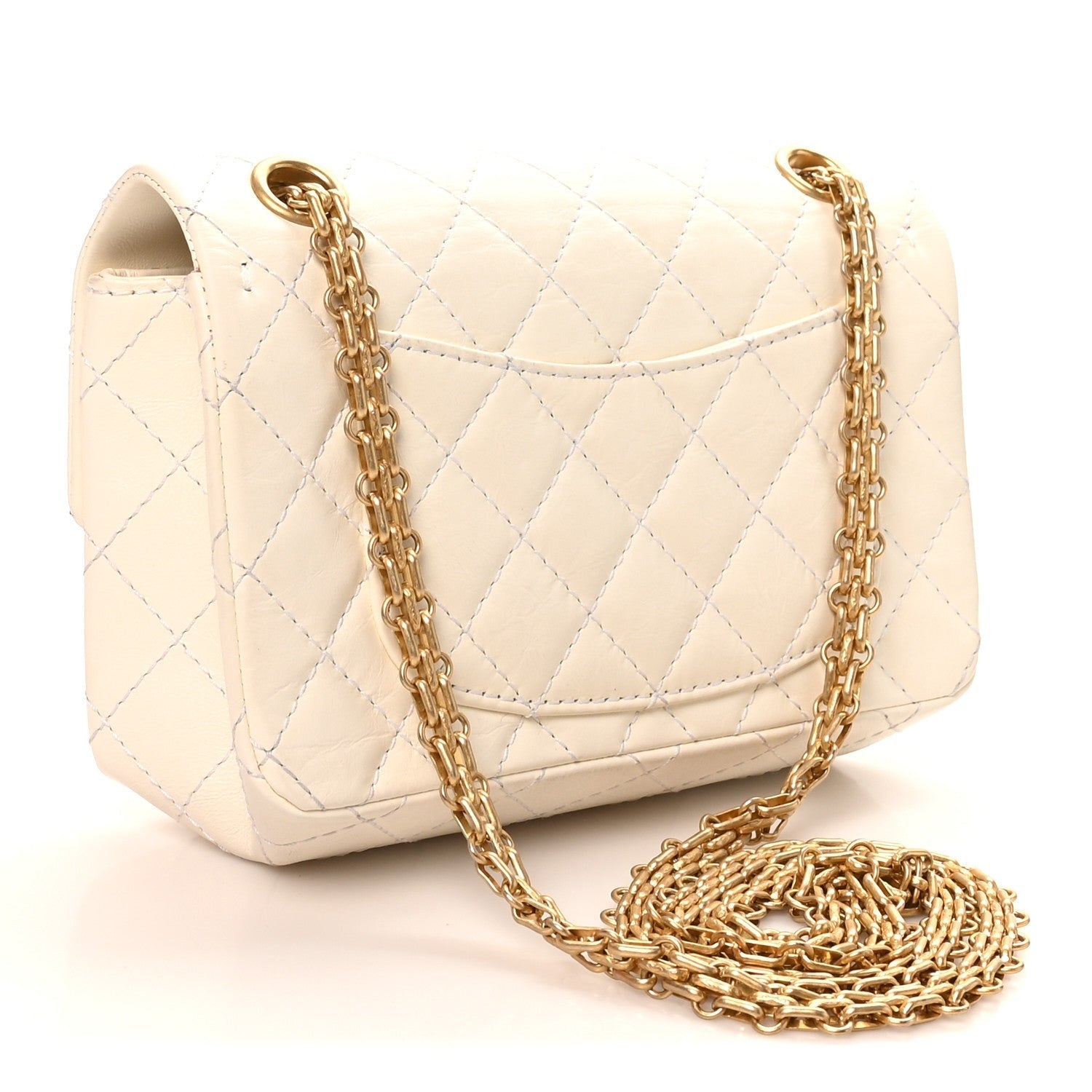 Aged Calfskin Quilted 2.55 Reissue Mini Flap White