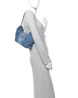 Washed Denim Quilted Mini CHNL 25 Handbag Blue