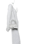 Shiny Calfskin Crocodile Embossed Small Hourglass Top Handle Bag BLCG Grey