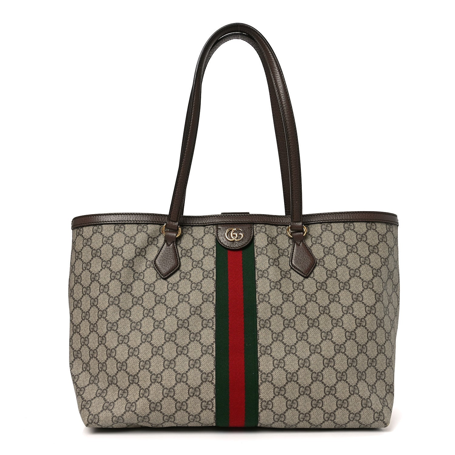 GG Supreme Monogram Medium Ophidia Shopping Tote Brown