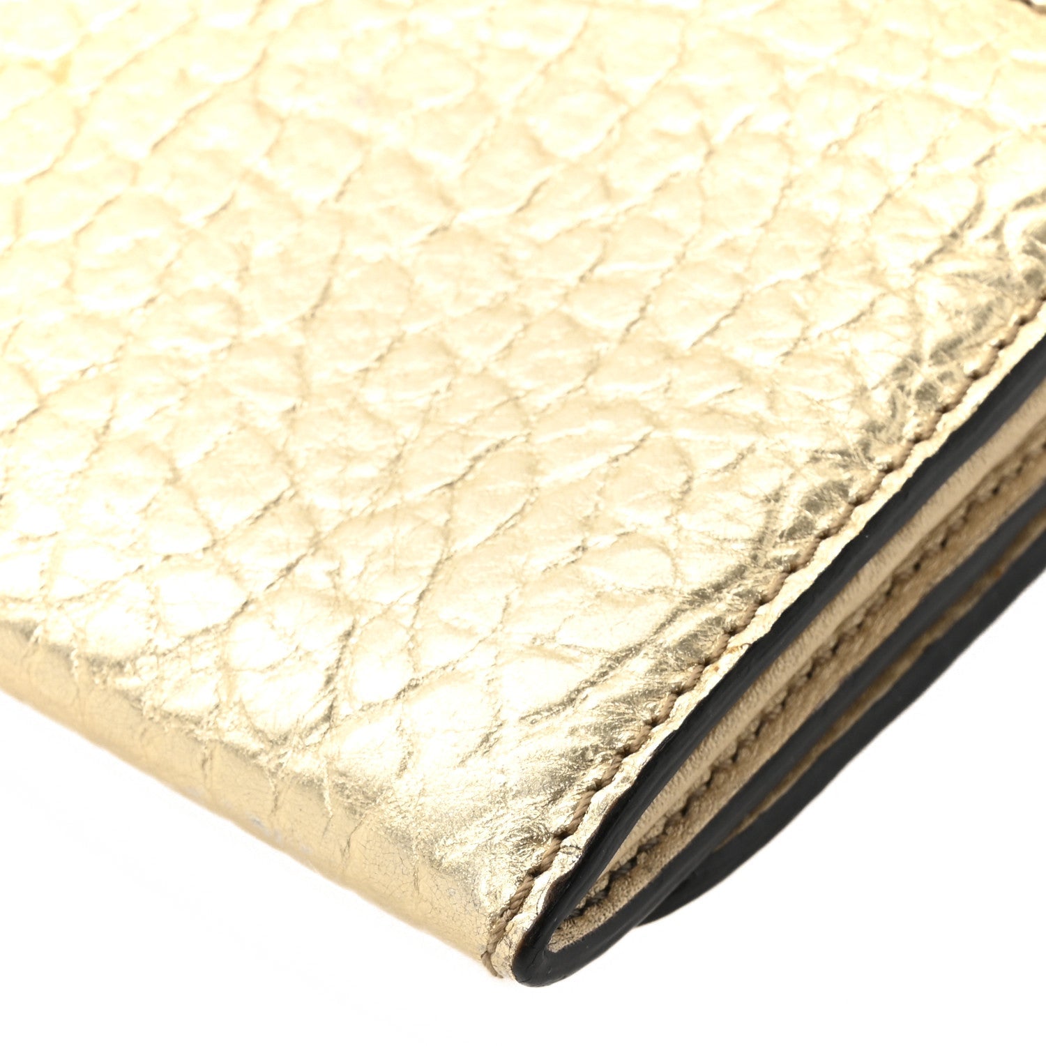 Metallic Heritage Grain Penrose Bow Continental Wallet Gold