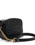 Calfskin Matelasse Mini GG Marmont Chain Shoulder Bag Black
