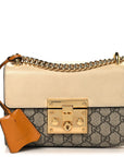 GG Supreme Monogram Calfskin Small Padlock Shoulder Bag Beige Mystic White Sun Oil