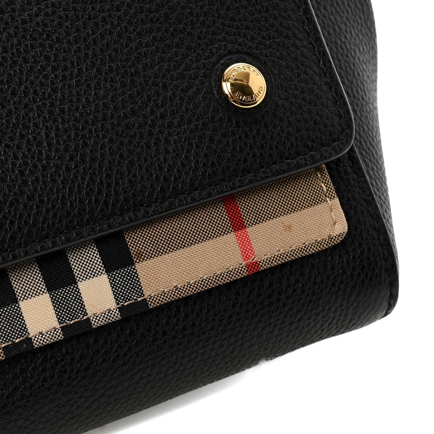 Coated Canvas Calfskin Vintage Check Medium Note Crossbody Bag Black