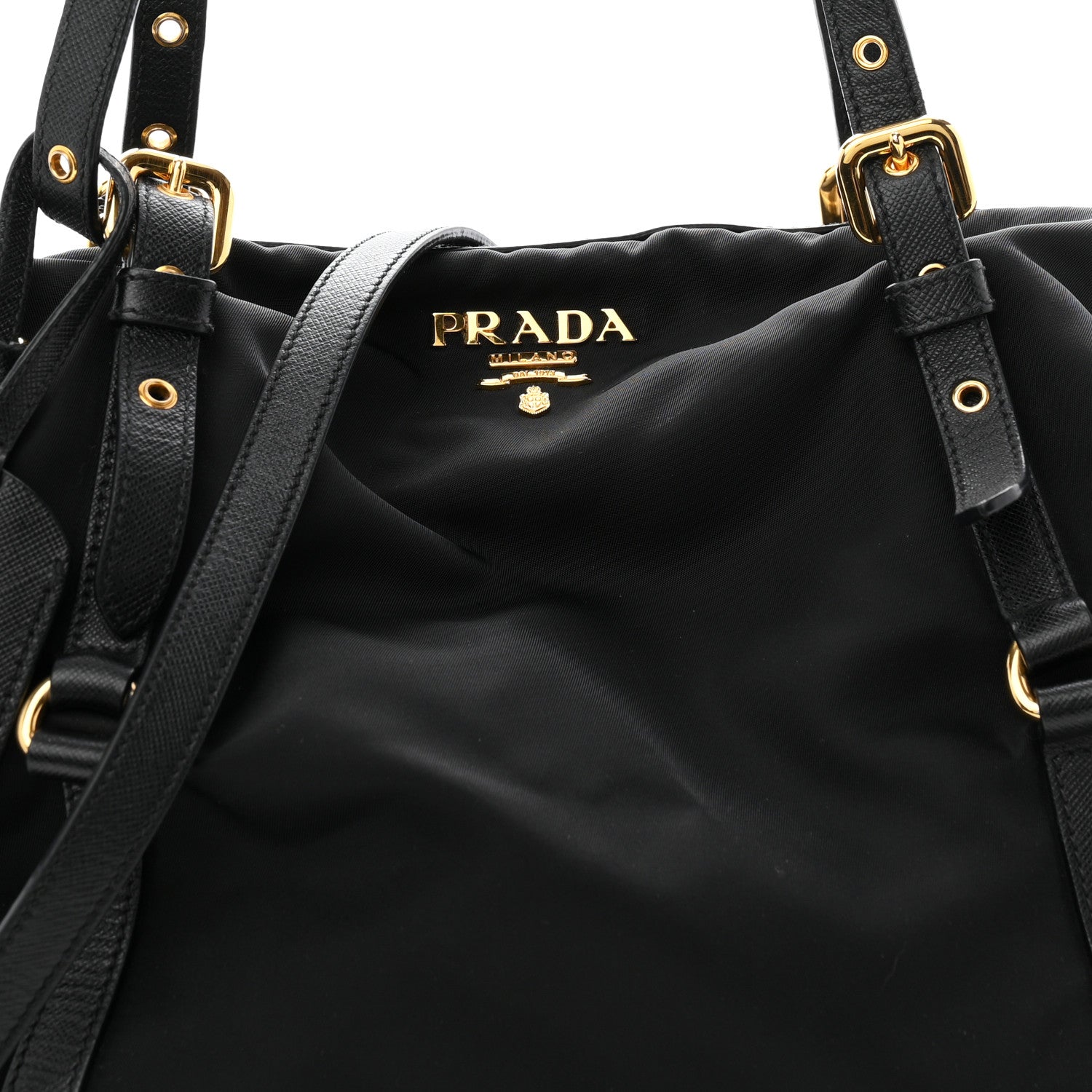Saffiano Tessuto Nylon Shopping Tote Black