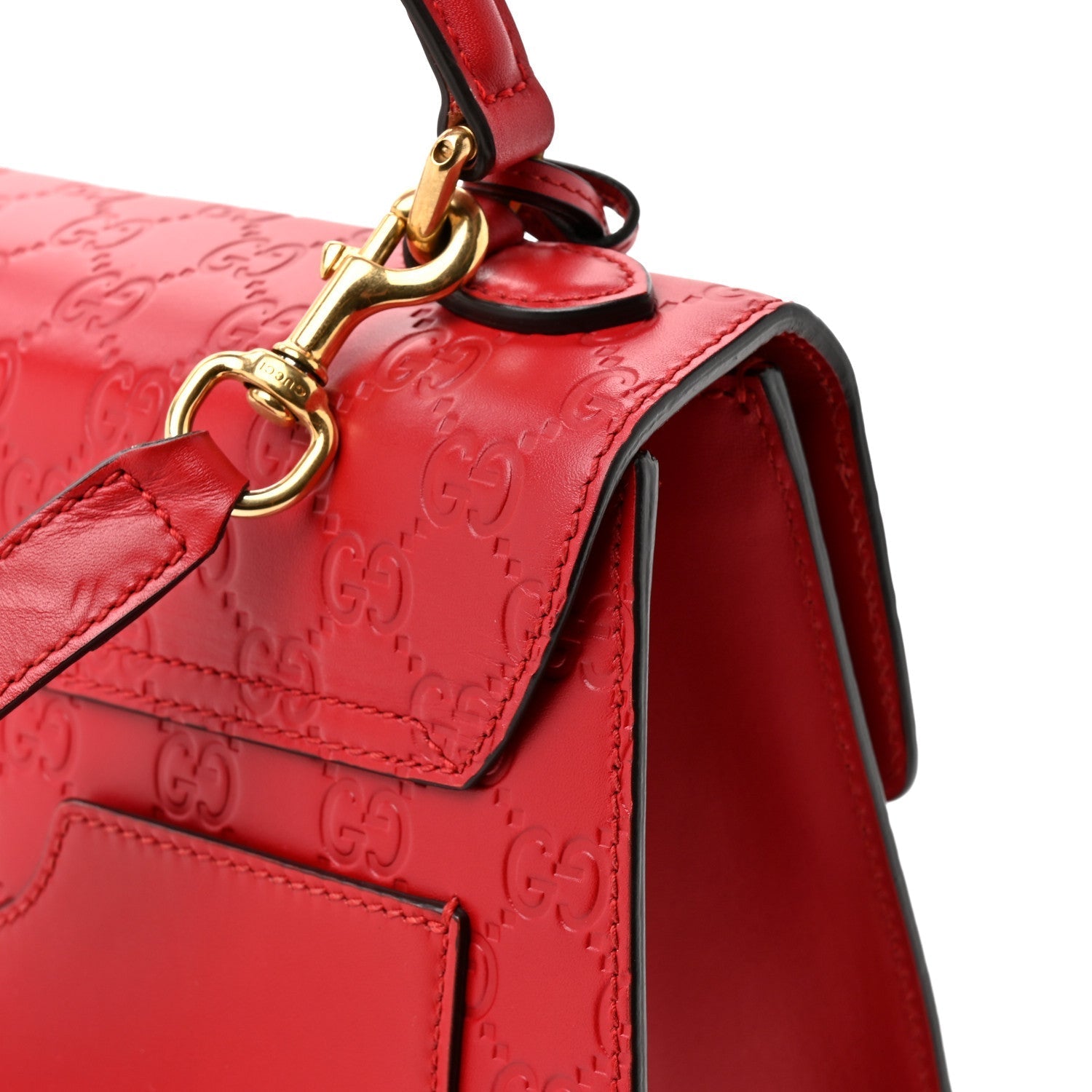 GCCIssima Signature Small Padlock Top Handle Bag Hibiscus Red