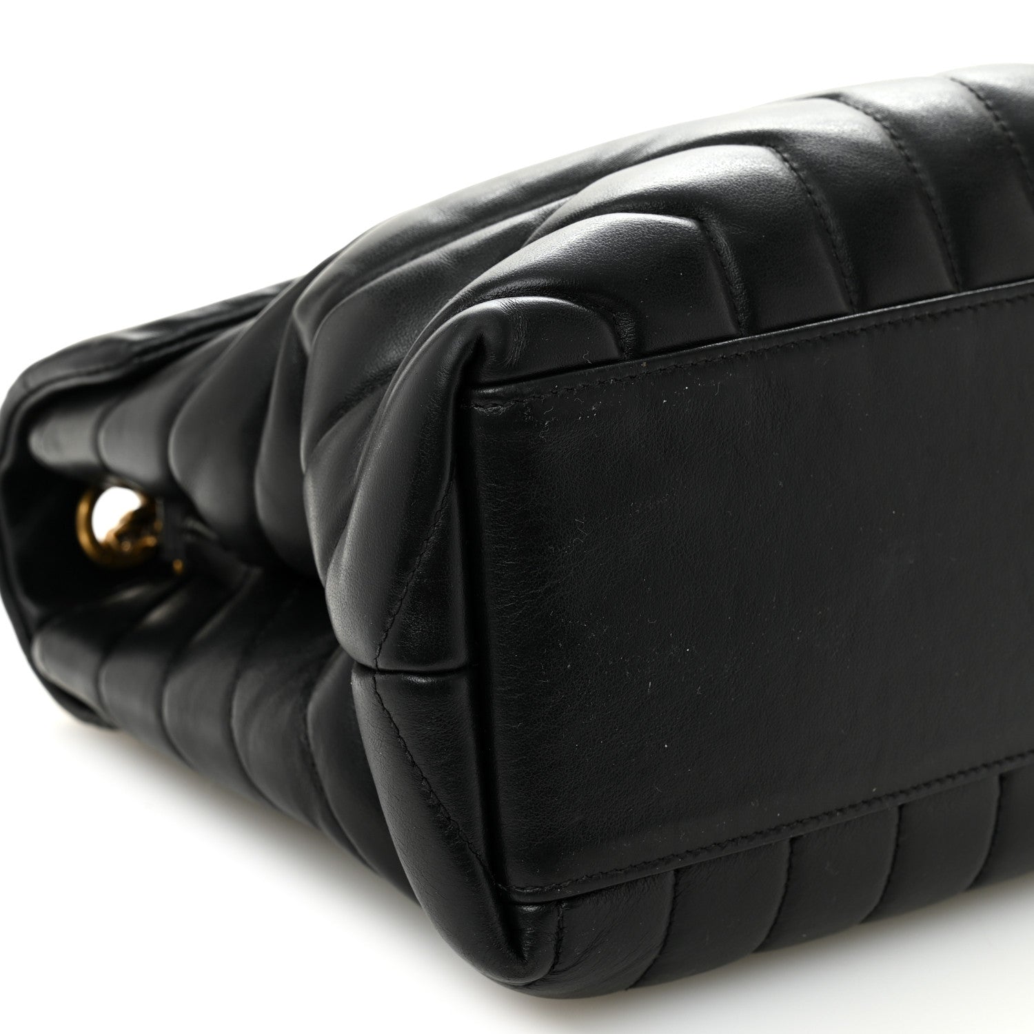 Calfskin Y Quilted Monogram Medium Loulou Chain Satchel Black