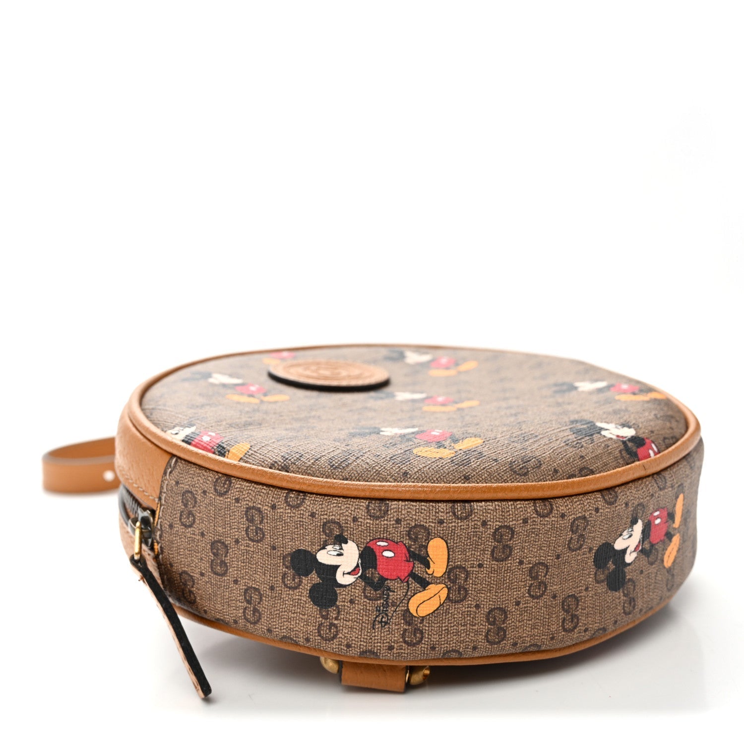X DISNEY Mini Vintage GG Supreme Monogram Mickey Mouse Round Backpack  Beige Vintage Sun Oil