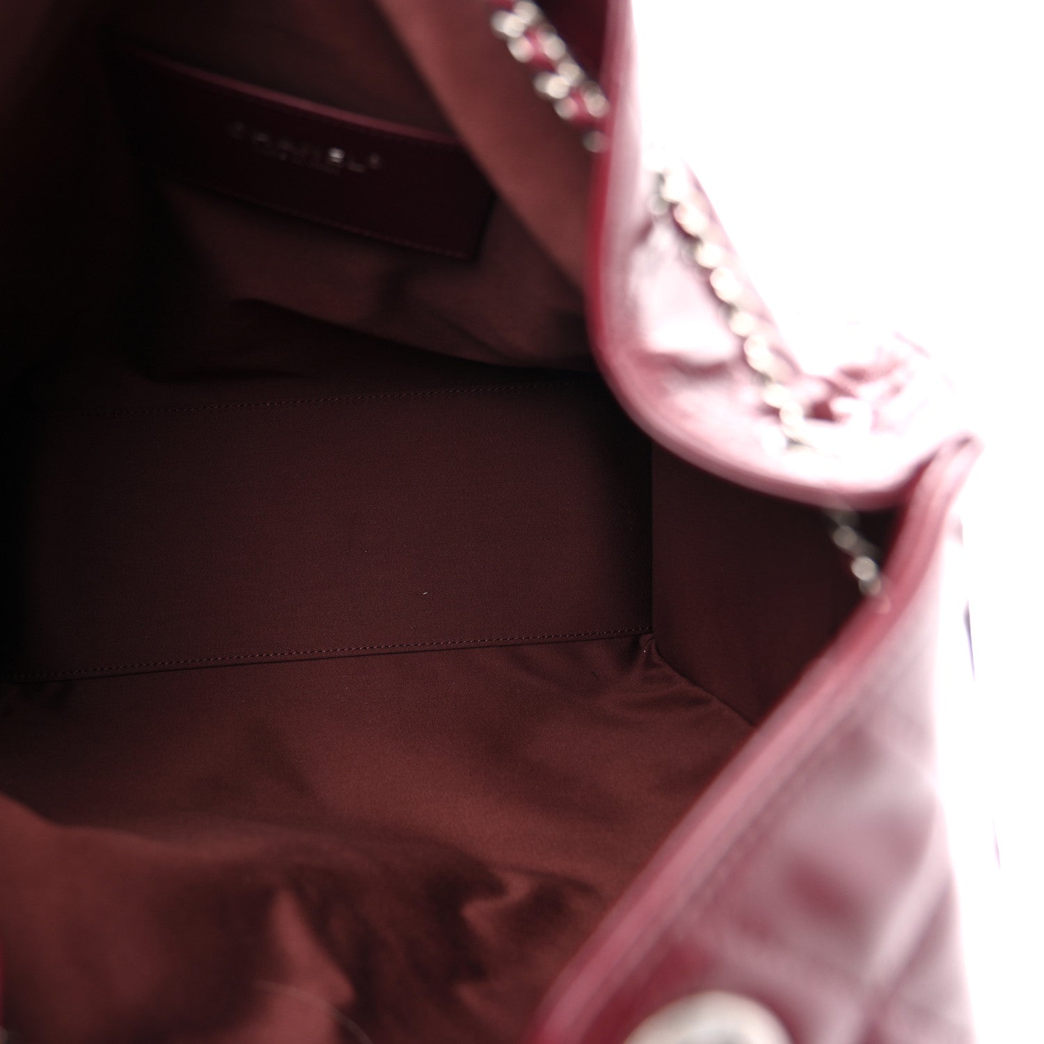 Shiny Crumpled Calfskin Quilted Medium CHNL 25 Handbag Dark Burgundy