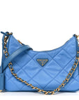 Re-Nylon Saffiano Stitched Mini Re-Edition 1995 Chaine Shoulder Bag Blue