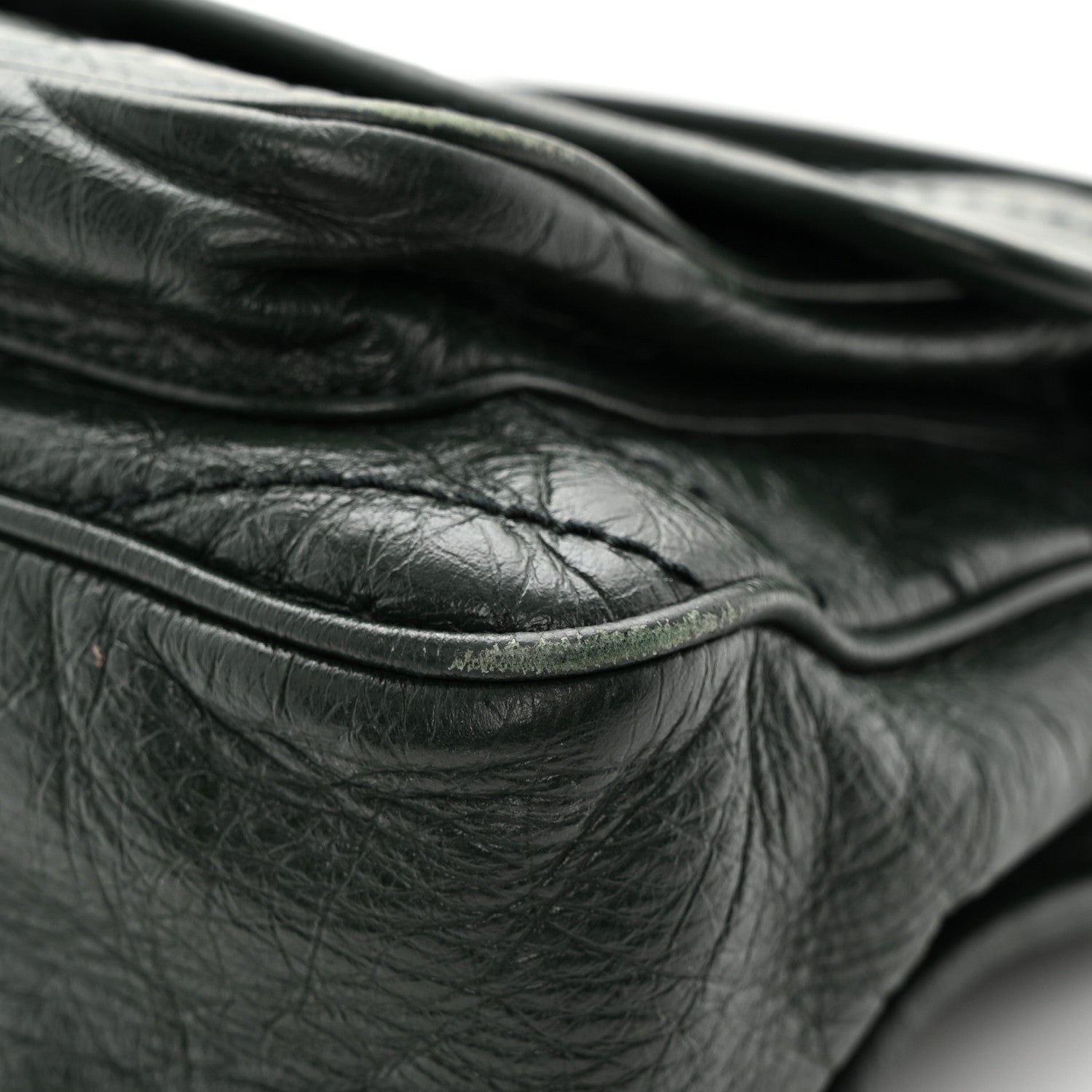 Crinkled Lambskin Matelasse Monogram Medium Niki Chain Satchel Dark Green