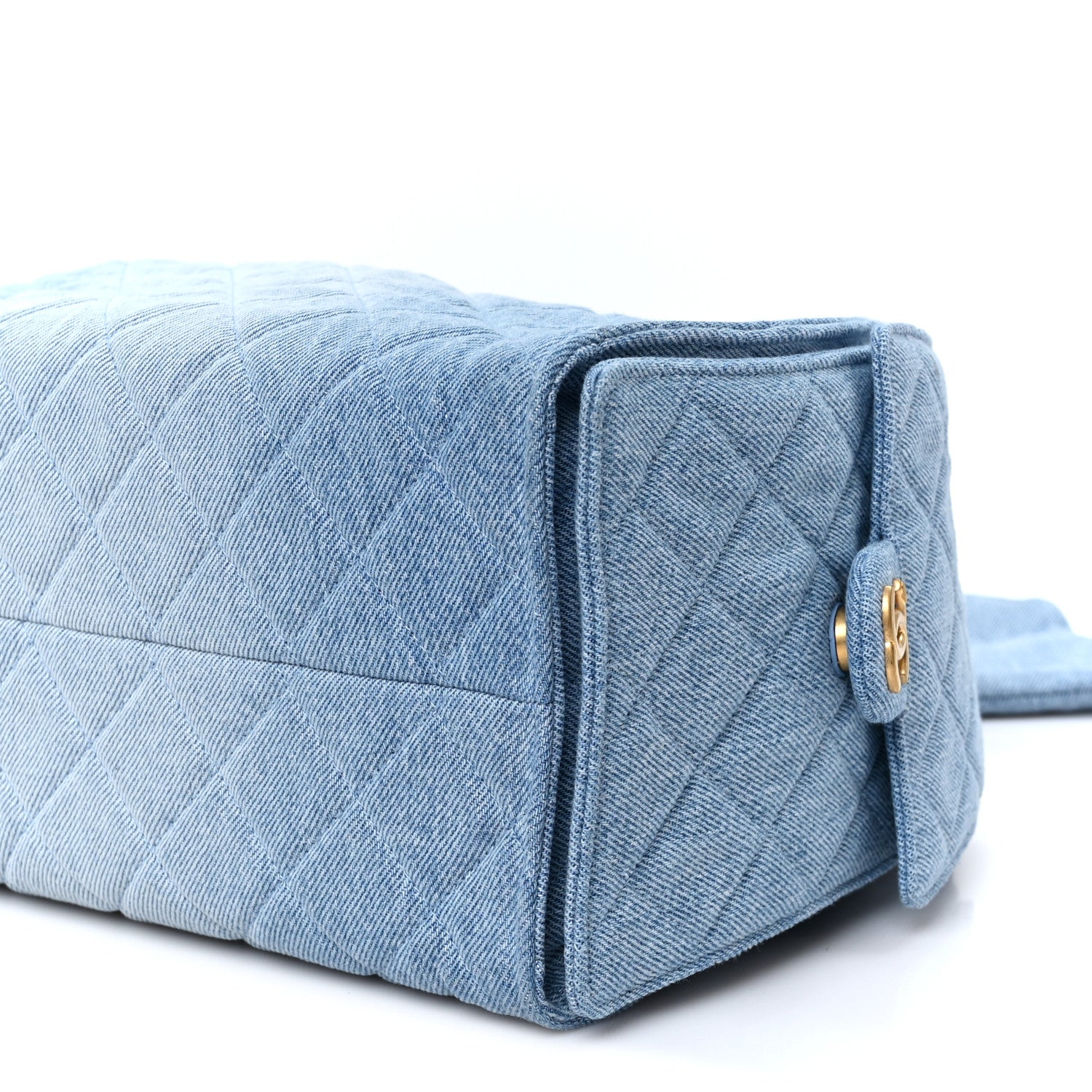 Washed Denim Quilted Medium CHNL 25 Handbag Blue