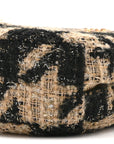Wool Tweed Lambskin Quilted CHNL 19 Round Clutch With Chain and Coin Purse Beige Black