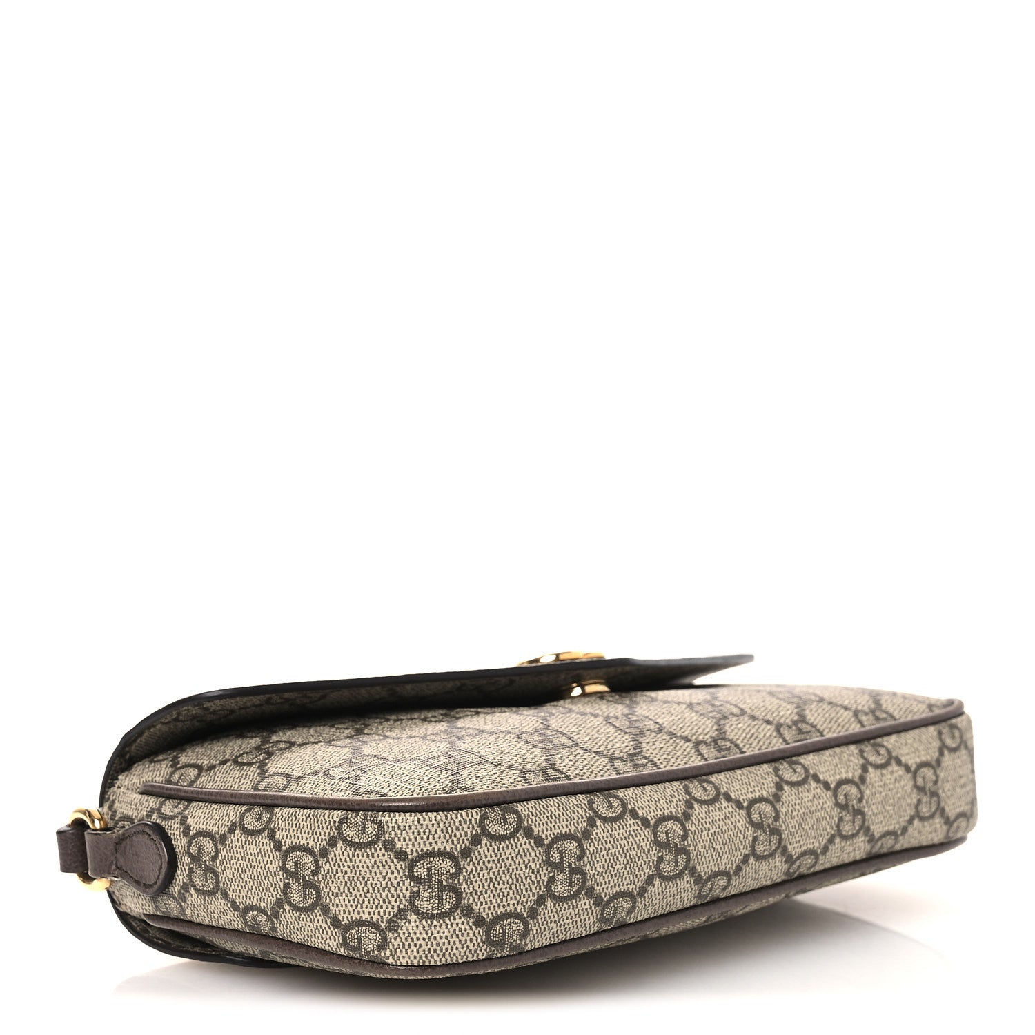 GG Supreme Monogram Textured Dollar Calfskin Web Mini Ophidia Envelope Shoulder Bag Beige Ebony