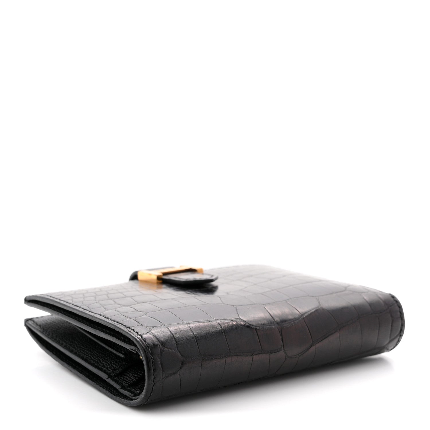 Matte Alligator Bearn Compact Wallet Black