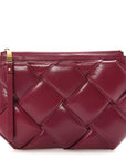 Paper Calfskin Maxi Intrecciato Padded Pouch Clutch Amaranto