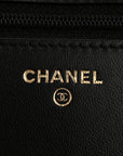 Lambskin Quilted Trendy CC Wallet On Chain WOC Black