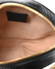 Suede Patent Web Mini Ophidia Round Shoulder Bag Black