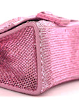 Strass Suede Hourglass Top Handle Bag XS Pink