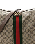 GG Supreme Monogram Web Ophidia Half Moon Hobo Brown