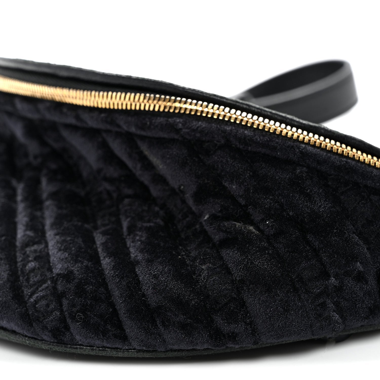 Crushed Velvet Logo Embossed XXS Souvenir Belt Bag Black